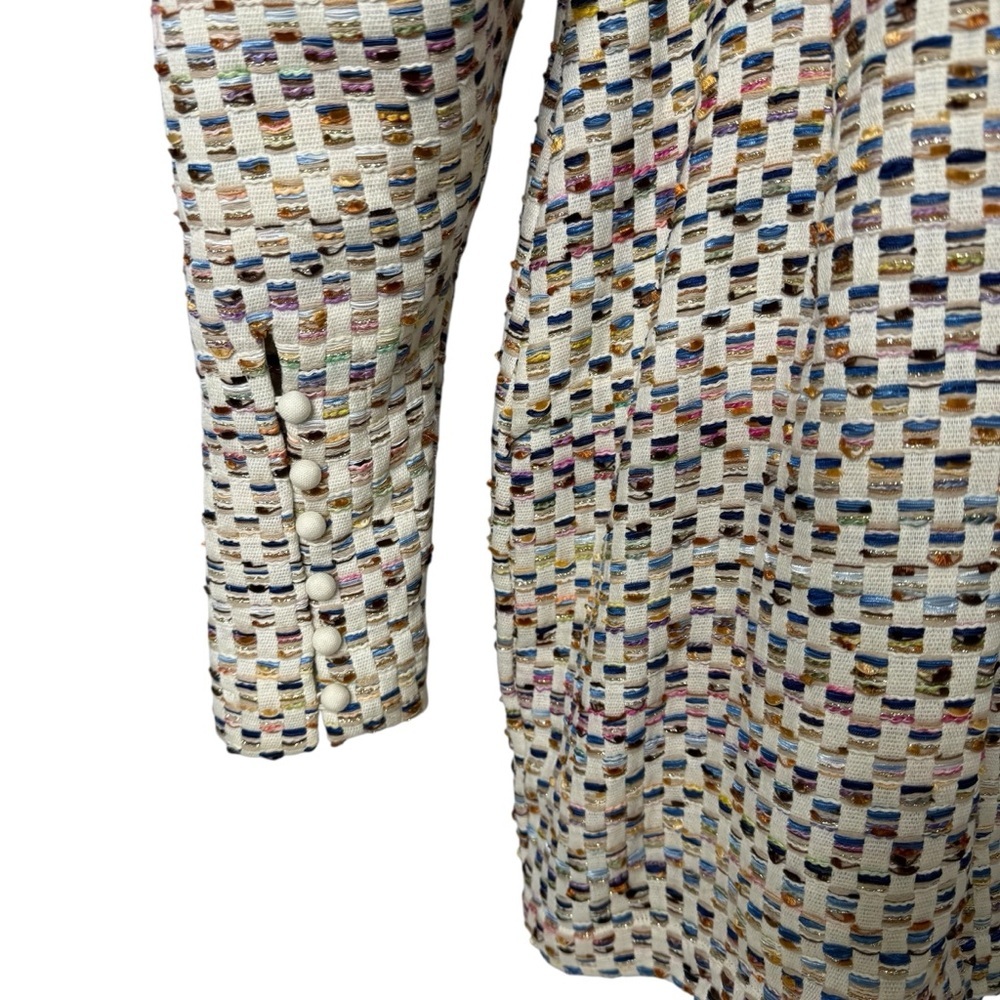 Rotate Birger Christensen Kim Multicolor Grid Mini Puff Sleeve Sheath Dress - Picture 8 of 14